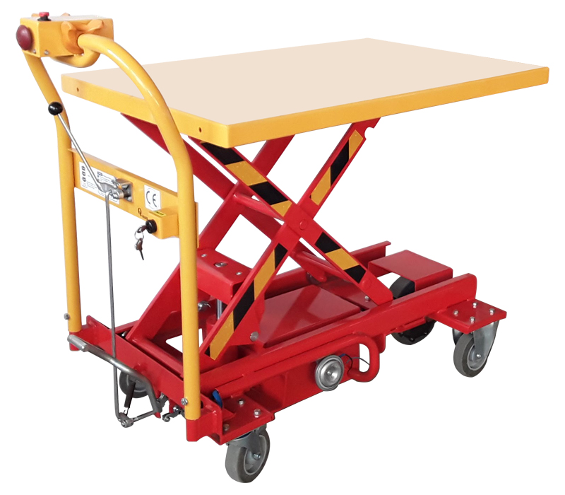 Wózek transportowy elektryczny z unoszoną platformą